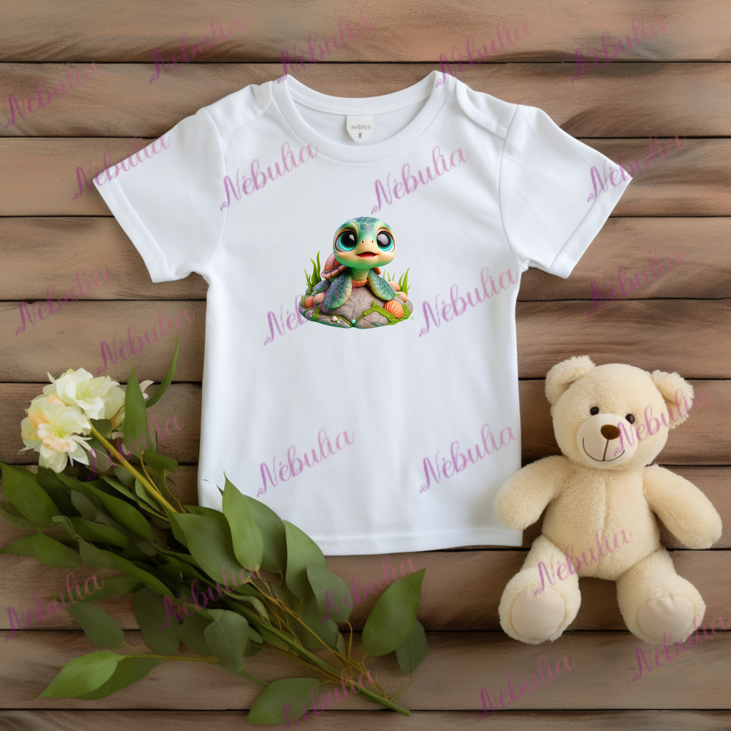 Tee-shirt tortue sur rocher