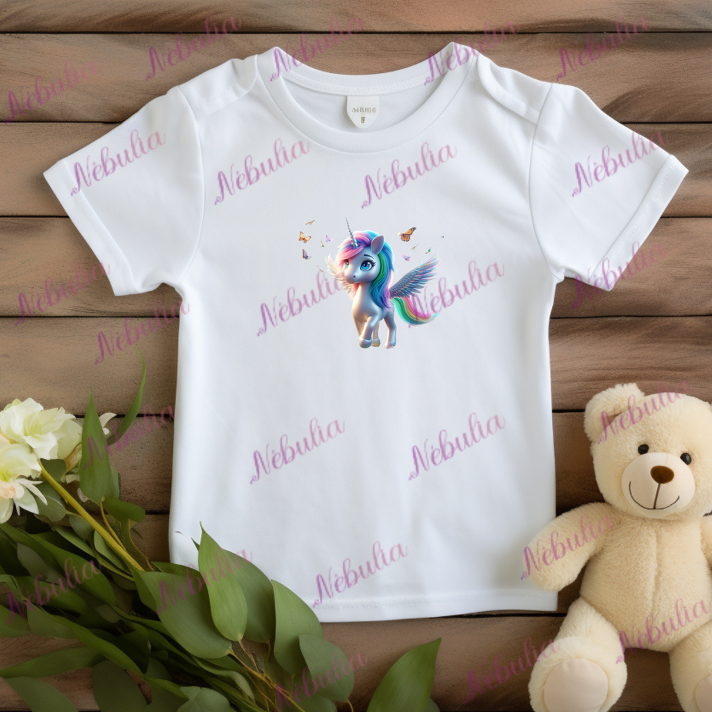 Tee-shirt Licorne et ses jolis papillons